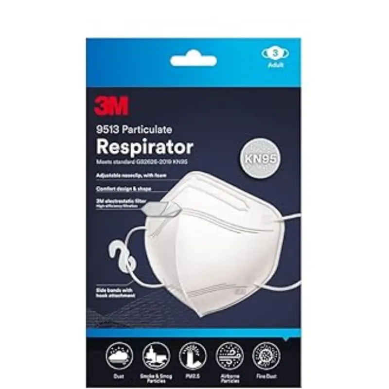 3M Kn95 Particulate Respirator 4-Layer Disposable Mask (White) - 3 Piece / Pack, (Bundle Of 15) 1