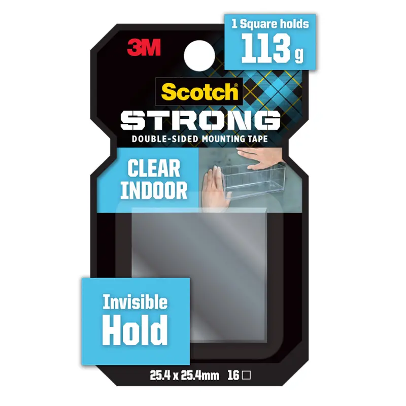 3M Scotch Clear Double-Sided Mounting Squares 25.4 Mm X 25.4 Mm 16/Pk 1