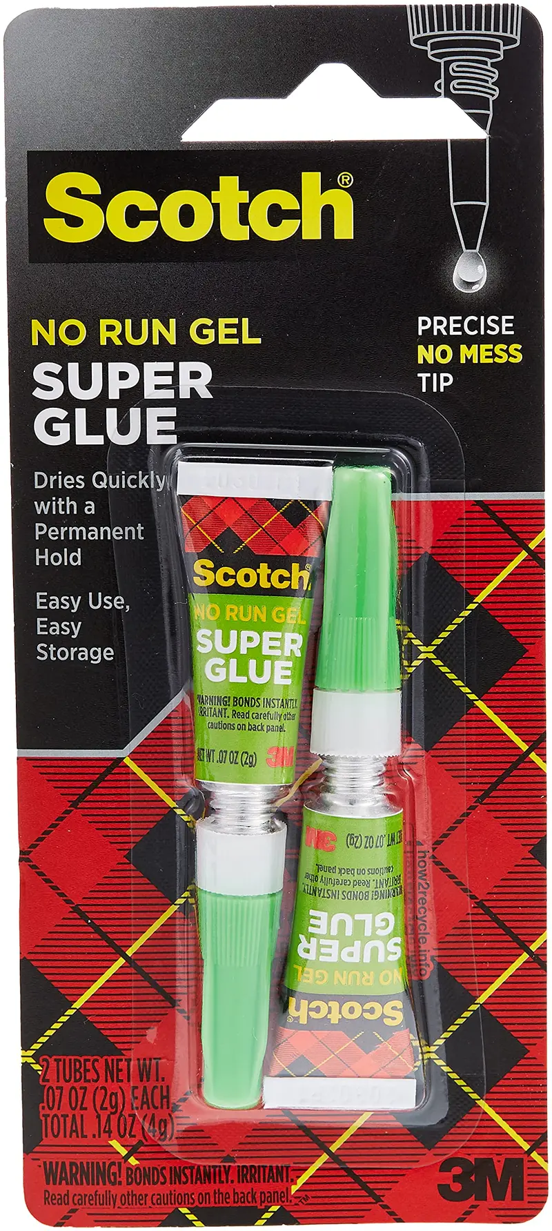3M Scotch Super Glue Gel 0.07Oz, 2 Pcs/Pack 1