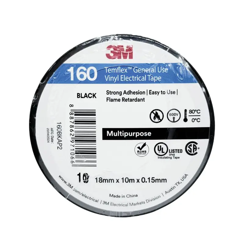 3M Temflex 160 General Use Vinyl Electrical Tape 18Mm X 10M, Pack Of 10 1