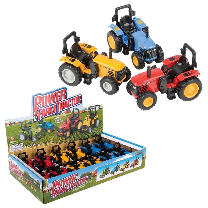4" Die-Cast Pull Back Farm Tractor Llb Car Toys 1