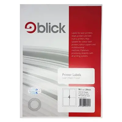Blick Labels Multi A4 99.1Mm X 139Mm 4 Labels Per Sheet 1