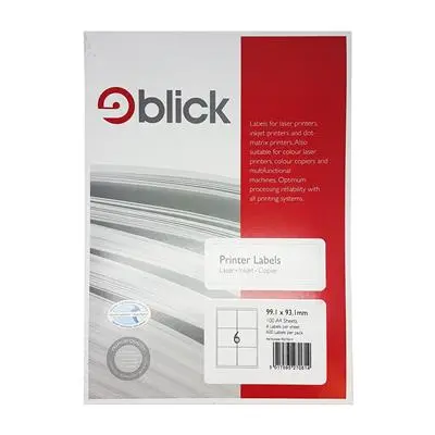 Blick Labels Multi A4 99.1Mm X 93.1Mm 6 Labels Per Sheet 1
