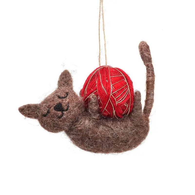 Cat With Ball Of Yarn Felt Decoration 1