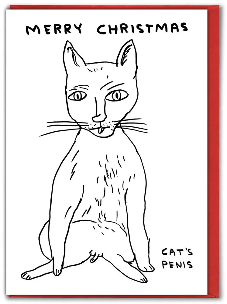 David Shrigley Cat's Penis Christmas Card 1