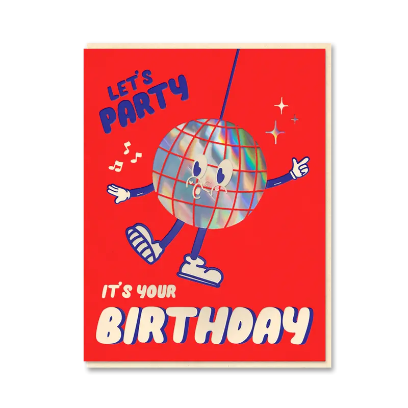 Disco Ball Let's Party Card 1