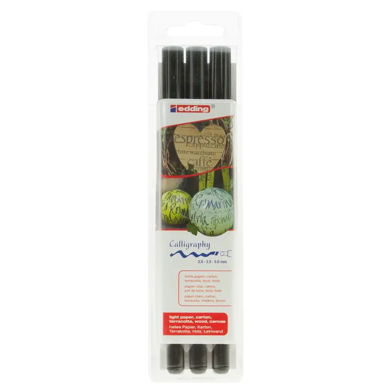 Edding Calligraphy Pens 3Pk Black 1