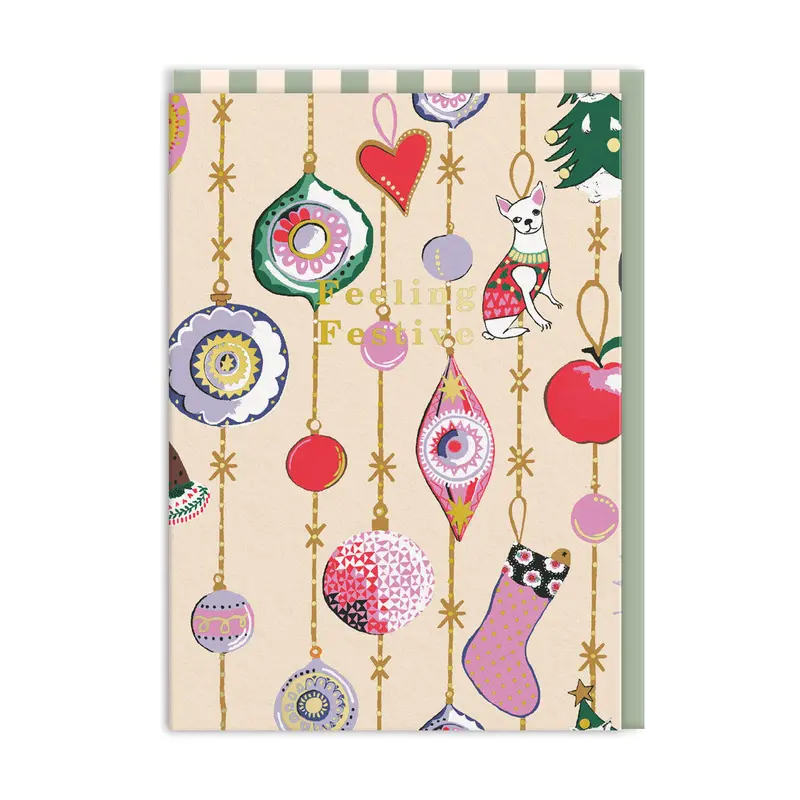 Feeling Festive Baubles Christmas Card 1