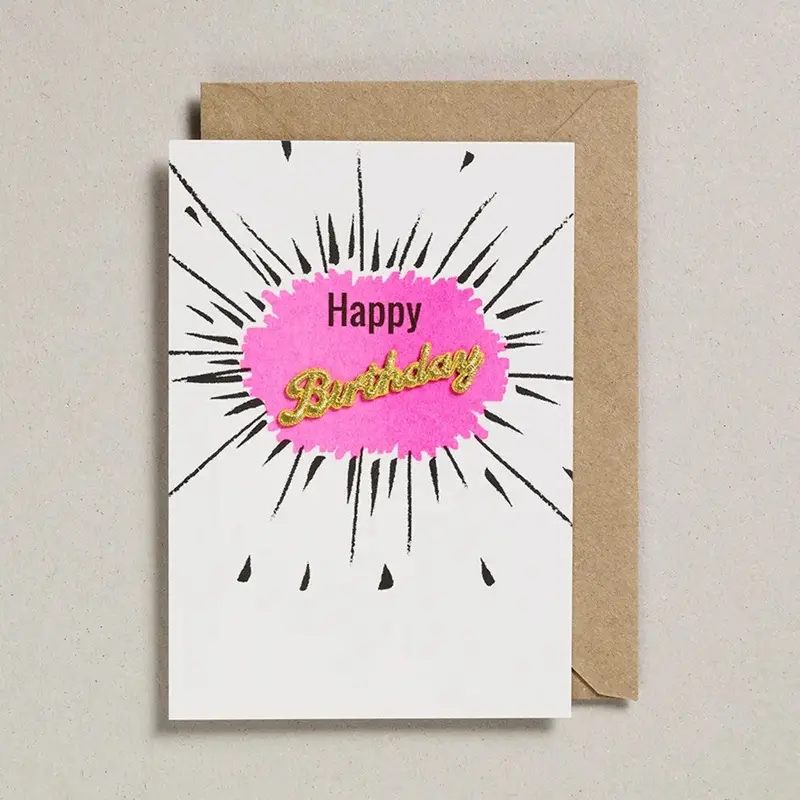 Happy Birthday Fluro Pink Card 1