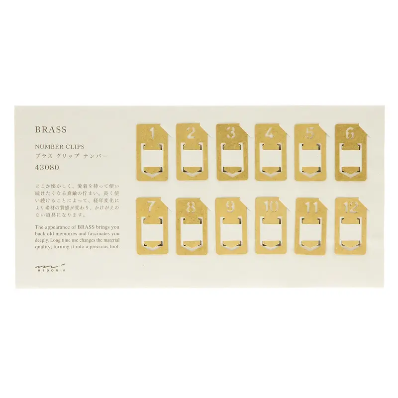 Midori: Brass Clips - Numbers 1