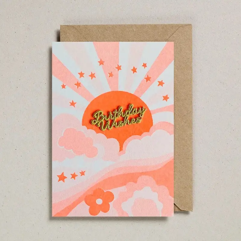 Orange Sunshine Birthday Wishes Card 1
