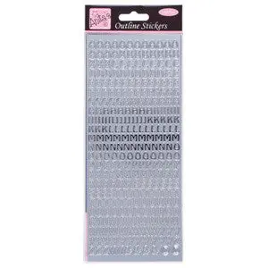 Outline Stickers Capital Letters Silver 1