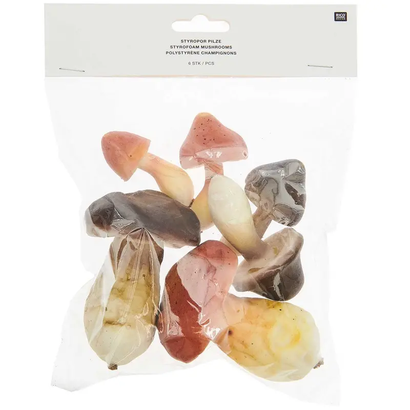 Rico Decorative Mushrooms Brown / Caramel 6Pk 1