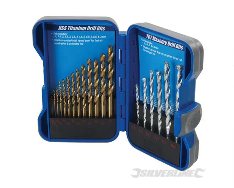 Titanium-Coated Hss & Masonry Drill Bit Set 19Pce 1