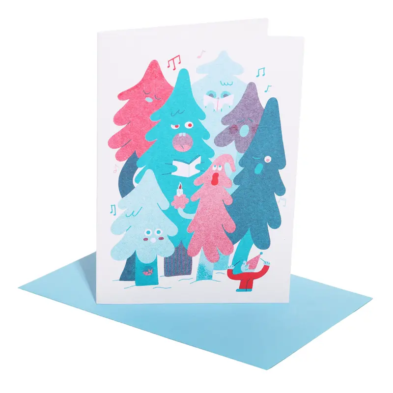Tree Carols Riso Christmas Card 1