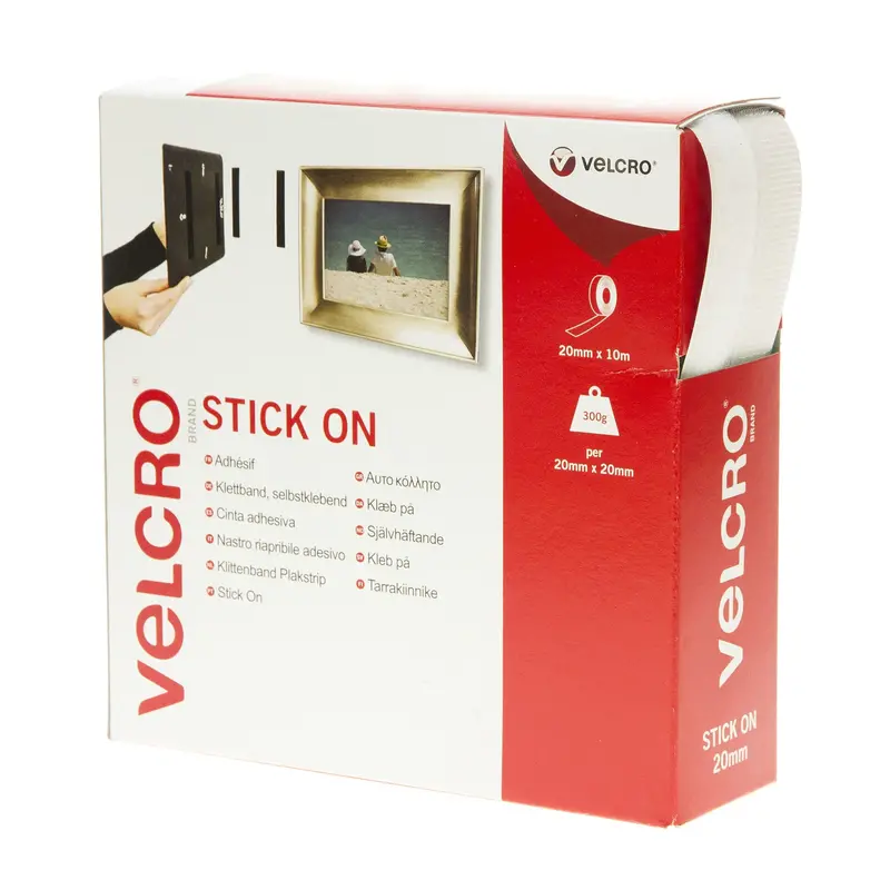 Velcro® Brand Stick On Tape Hook & Loop 20Mm X 10M White 1