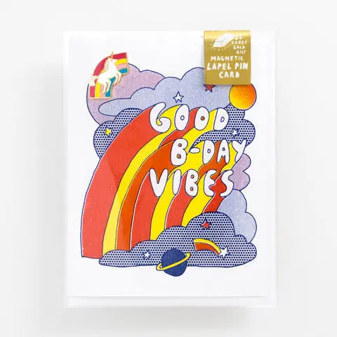 Yow: Magnetic Label Pin Card - Good B-Day Vibes 1