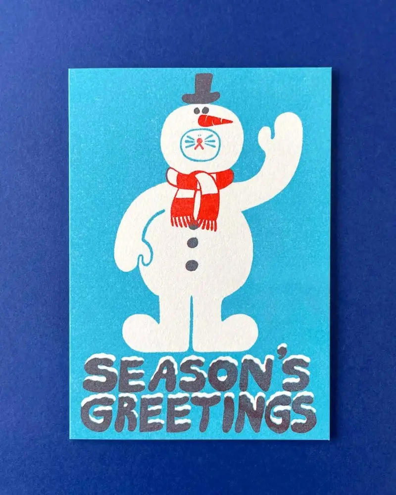 Yuk Fun Christmas Card - Cat In Snowperson Costume 1