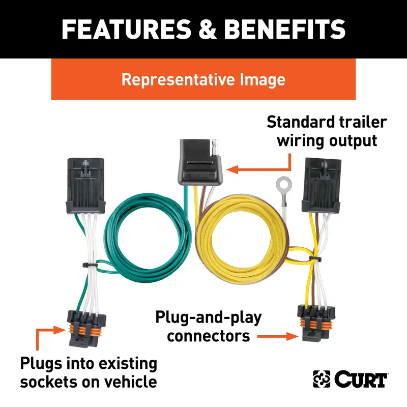 Curt Custom Vehicle Wiring Harness – 4-Way Flat, Chevrolet Equinox/Gmc Terrain 1