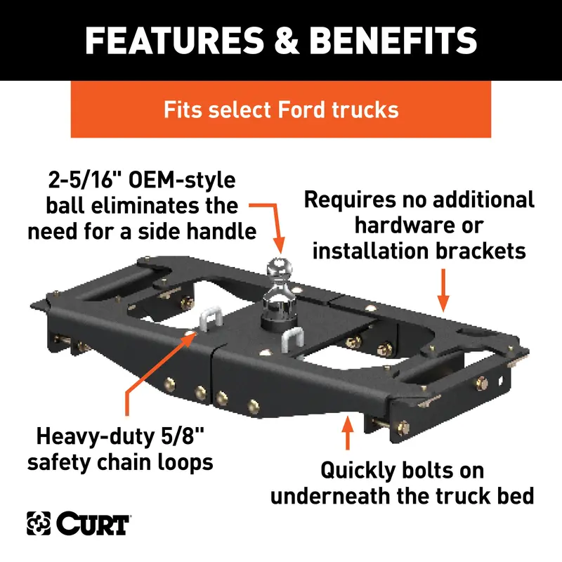 Curt Oem-Style Gooseneck Hitch – Compatible With Ford F-250/F-350/F-450 Super Duty Models 1