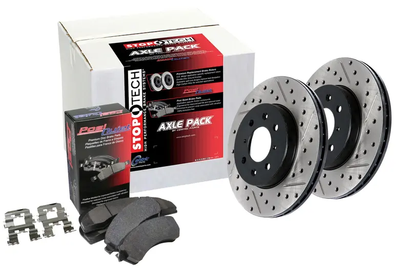 Stoptech 935.40038 Street Performance Brake Kit – Drilled & Slotted Rotors, 4-Wheel 1