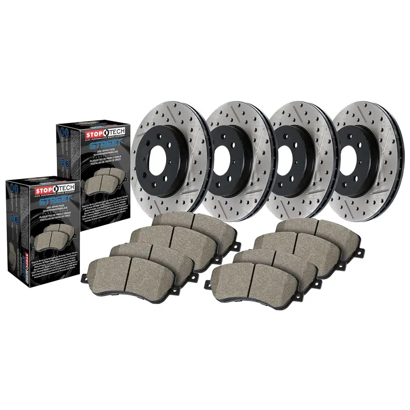 Stoptech 935.51032 Street Axle Pack – Drilled & Slotted Brake Kit For All Four Wheels 1