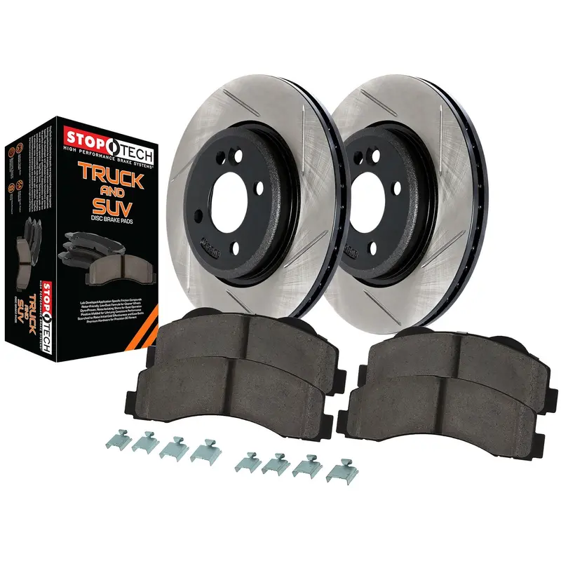 Stoptech 970.66044 Truck Front-Only Brake Kit – Slotted Rotors With Heavy-Duty Pads 1