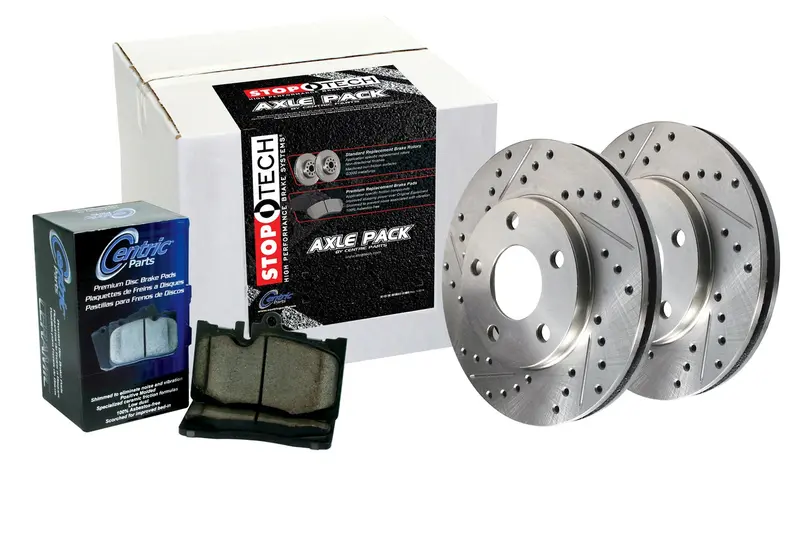 Stoptech Sport Rear Brake Axle Pack – Drilled Rotors, Lines & Hardware 1